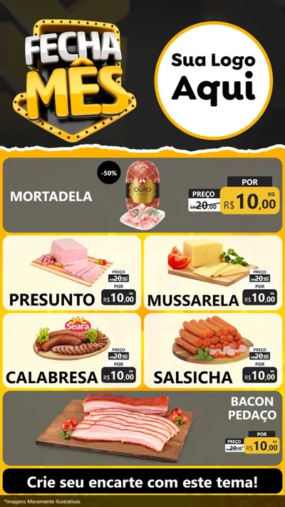 Modelo de TV para TV Vertical com o tema Fecha Mês para Frios e Laticínios