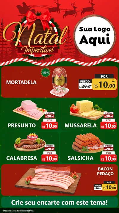 Modelo de TV para TV Vertical com o tema Natal Imperdível para Frios e Laticínios