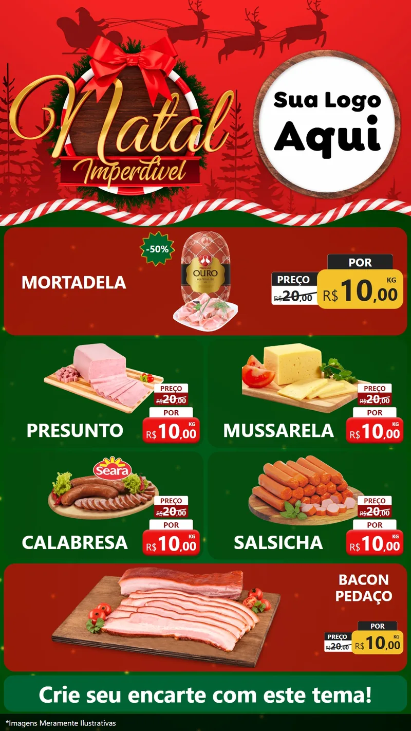 Modelo de TV para TV Vertical com o tema Natal Imperdível para Frios e Laticínios