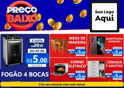 Modelo de Encarte para Encarte A4 Horizontal com o tema Preço Baixo para Móveis e Eletro
