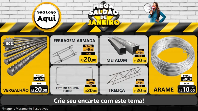 Modelo de TV para TV Horizontal com o tema Mega Saldão de Janeiro para Ferragens