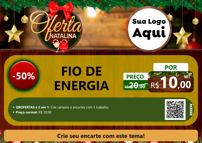 Modelo de Cartaz para Cartaz A4 Horizontal com o tema Ofertas Natalina para Materiais Elétricos