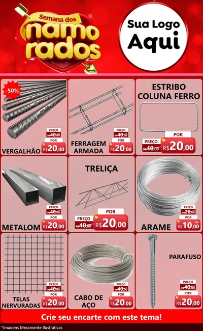 Modelo de Encarte para Encarte Grande com o tema Semana dos namorados para Ferragens