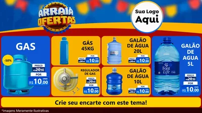 Modelo de TV para TV Horizontal com o tema Arraiá de Ofertas - Junina para Água e gás