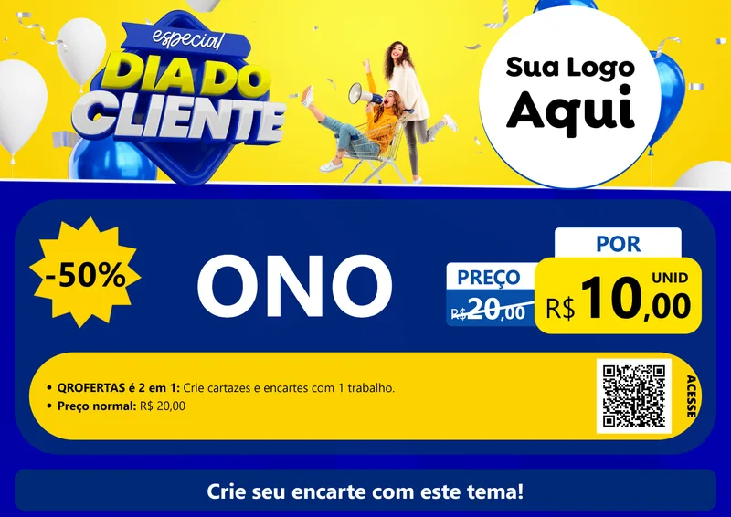 Modelo de Cartaz para Cartaz A4 Horizontal com o tema Especial Dia do Cliente para Óticas