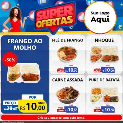 Modelo de Rede Social para Feed Facebook com o tema Super Ofertas para Restaurante
