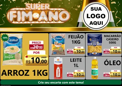 Modelo de Encarte para Encarte A4 Horizontal com o tema Super Fim de Ano para Supermercado