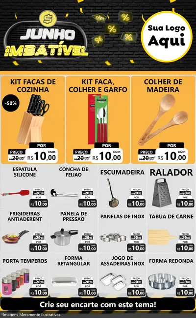 Modelo de Encarte para Encarte Grande com o tema Junho Imbatível para Utilidades Domésticas