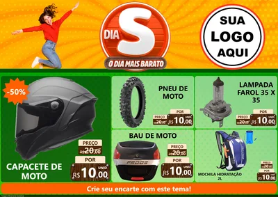 Modelo de Encarte para Encarte A4 Horizontal com o tema Dia S - O Dia Mais Barato para Moto peças