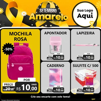 Modelo de Rede Social para Feed Facebook com o tema Setembro Amarelo para Papelaria