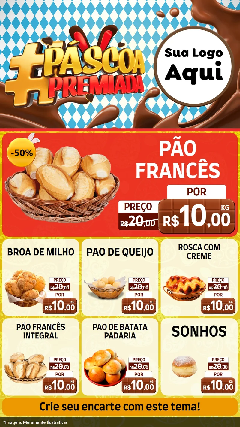 Modelo de Rede Social para Stories com o tema Páscoa Premiada para Padaria