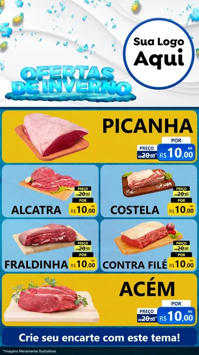Modelo de TV para TV Vertical com o tema Ofertas de Inverno para Açougue