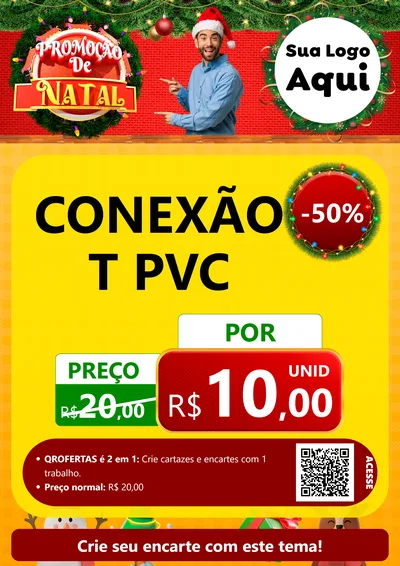 Modelo de Cartaz para Cartaz A4 Vertical com o tema Promoção de Natal para Tubos e conexões