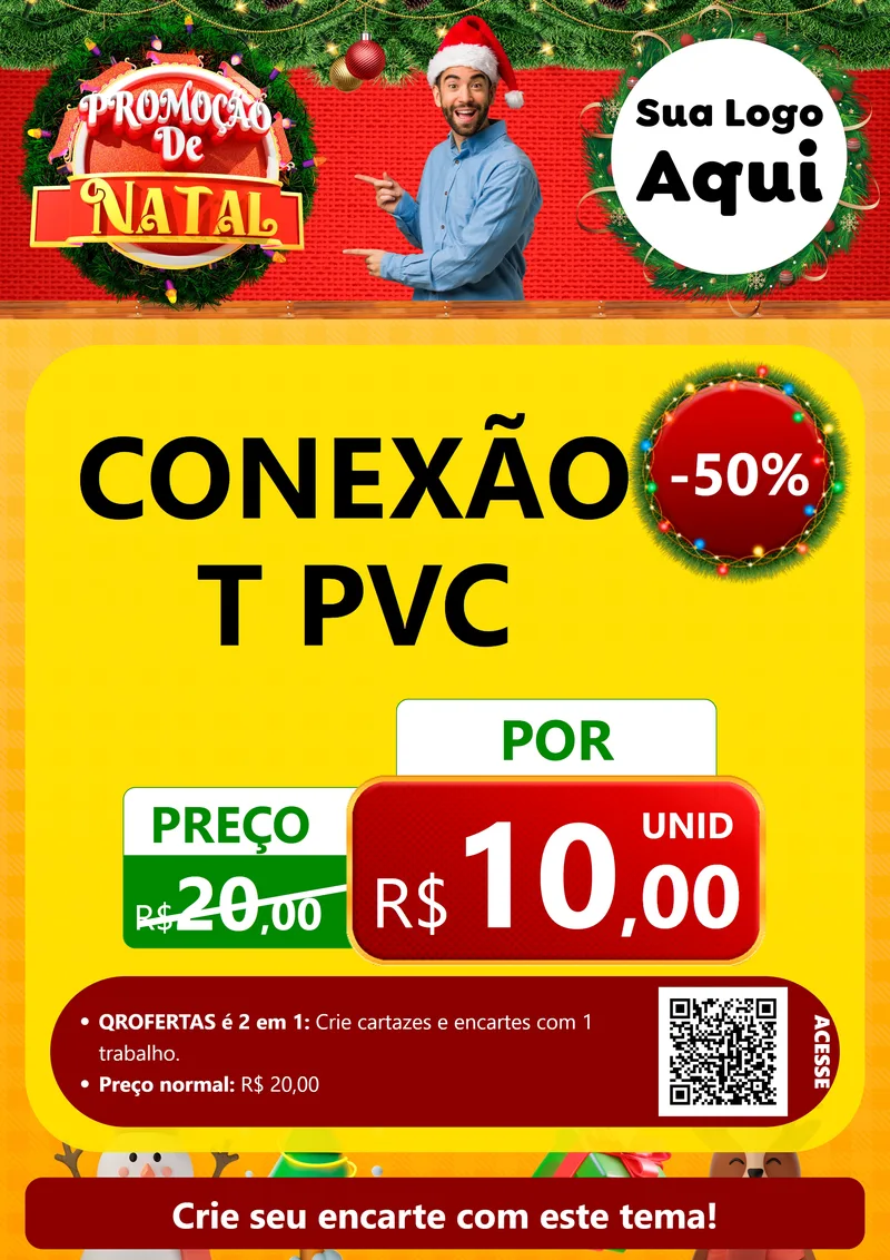 Modelo de Cartaz para Cartaz A4 Vertical com o tema Promoção de Natal para Tubos e conexões
