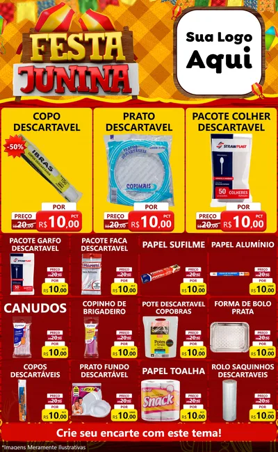 Modelo de Encarte para Encarte Grande com o tema Festa Junina para Embalagens