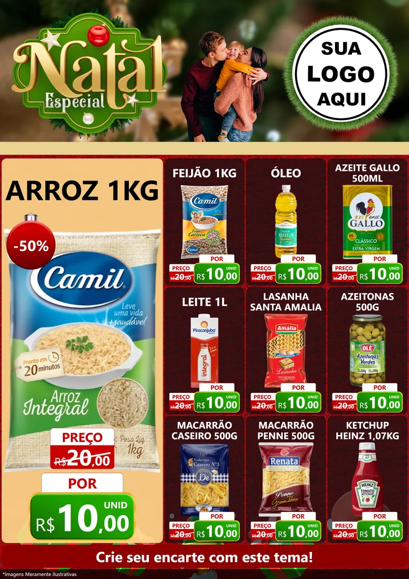 Modelo de Encarte para Encarte A4 Vertical com o tema Natal Especial para Supermercado