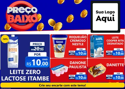 Modelo de Encarte para Encarte A4 Horizontal com o tema Preço Baixo para Frios e Laticínios