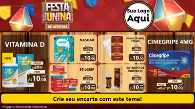 Modelo de TV para TV Horizontal com o tema Festa Junina de Ofertas para Farmácia