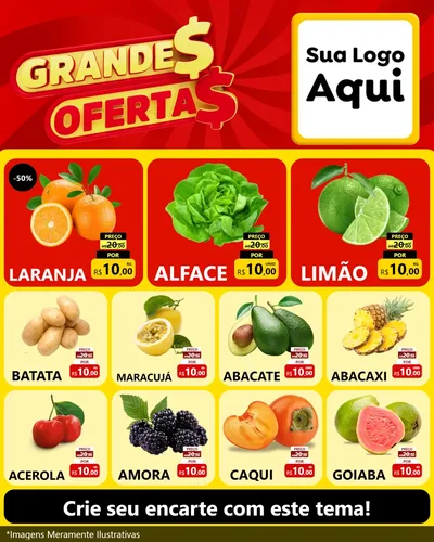 Modelo de Rede Social para Feed Instagram com o tema Grandes Ofertas para Hortifrúti