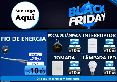 Modelo de Encarte para Encarte A4 Horizontal com o tema Black Friday para Materiais Elétricos