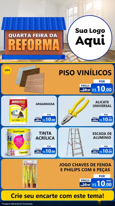 Modelo de TV para TV Vertical com o tema Quarta-feira da Reforma para Material para Construção
