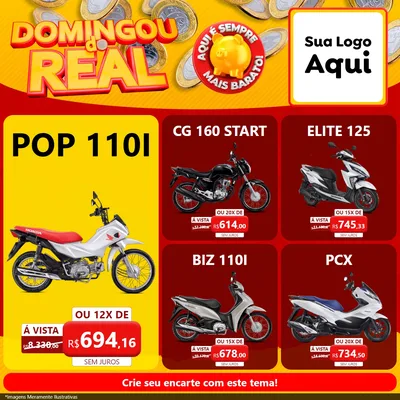 Modelo de Rede Social para Feed Facebook com o tema Domingou do Real para Concessionaria de Motos