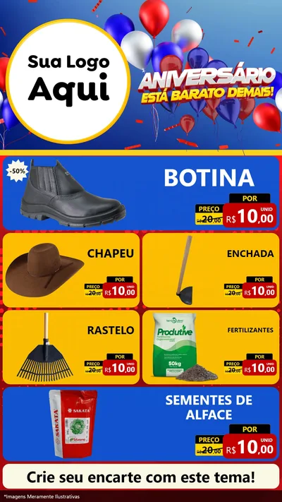 Modelo de TV para TV Vertical com o tema Aniversário para Agropecuária
