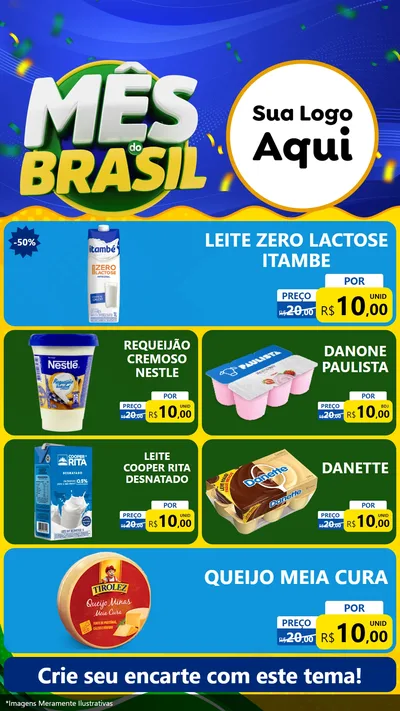 Modelo de TV para TV Vertical com o tema Mês do Brasil para Frios e Laticínios