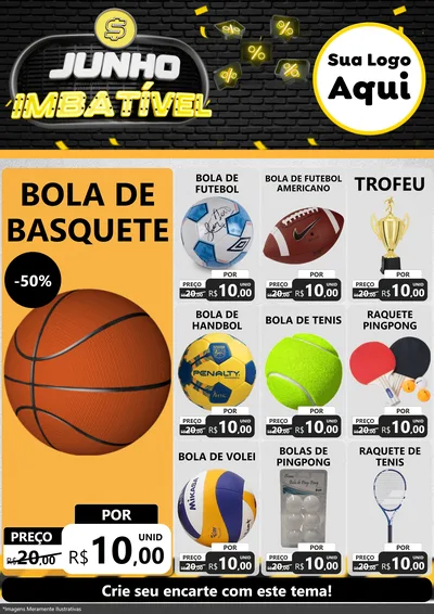 Modelo de Encarte para Encarte A4 Vertical com o tema Junho Imbatível para Artigos Esportivos