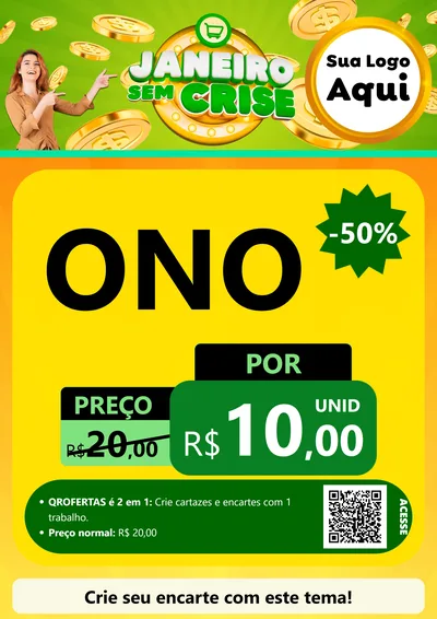 Modelo de Cartaz para Cartaz A4 Vertical com o tema Janeiro Sem Crise para Óticas