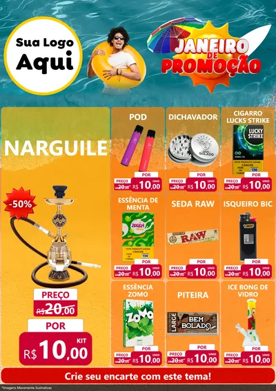 Modelo de Encarte para Encarte A4 Vertical com o tema Janeiro de Promoção para Tabacaria