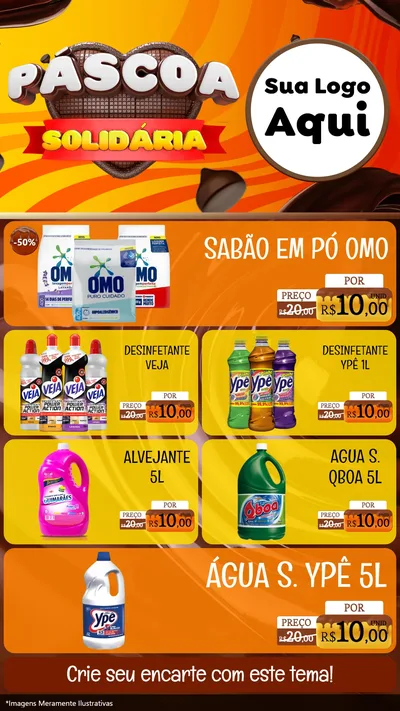 Modelo de TV para TV Vertical com o tema Páscoa Solidária para Produtos de Limpeza