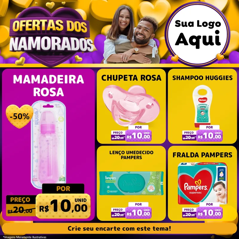 Modelo de Rede Social para Feed Facebook com o tema Oferta Dos Namorados para Bebês