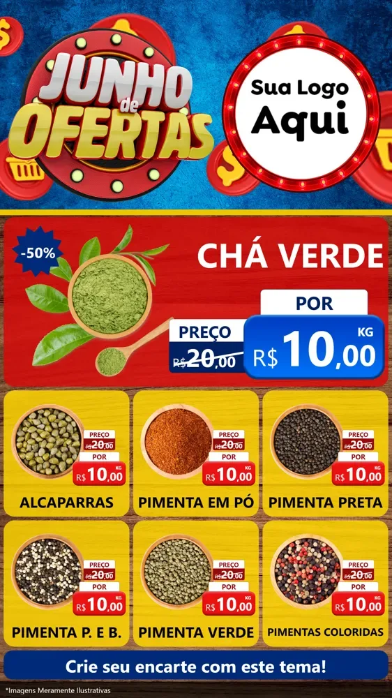 Modelo de Rede Social para Stories com o tema Junho de Ofertas para Produtos Naturais