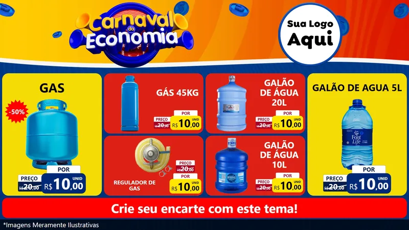 Modelo de TV para TV Horizontal com o tema Carnaval da Economia para Água e gás