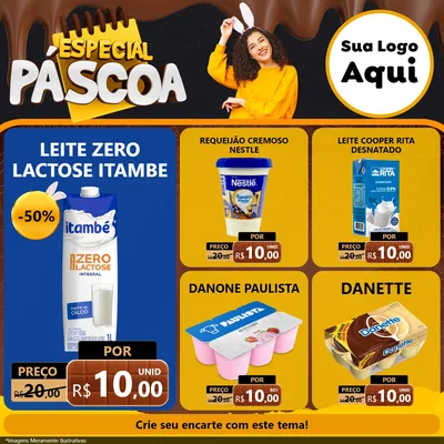 Modelo de Rede Social para Feed Facebook com o tema Especial Páscoa para Frios e Laticínios