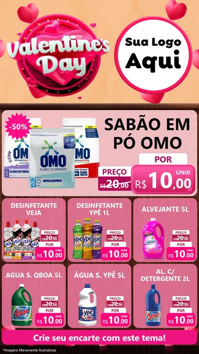 Modelo de Rede Social para Stories com o tema Valentine's Day para Produtos de Limpeza