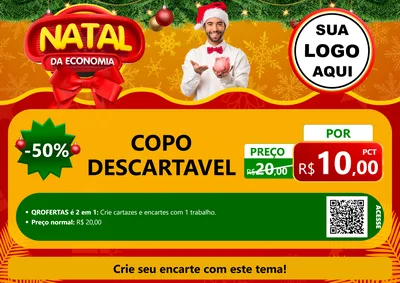 Modelo de Cartaz para Cartaz A4 Horizontal com o tema Natal da Economia para Embalagens