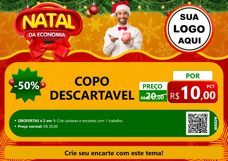 Modelo de Cartaz para Cartaz A4 Horizontal com o tema Natal da Economia para Embalagens