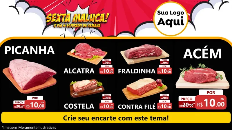 Modelo de TV para TV Horizontal com o tema Sexta Maluca! para Açougue