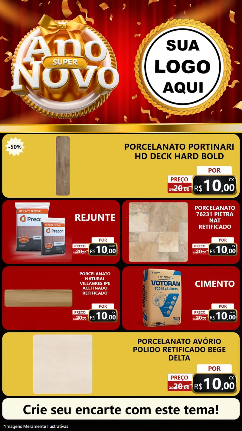 Modelo de TV para TV Vertical com o tema Super Ano Novo para Pisos e revestimentos