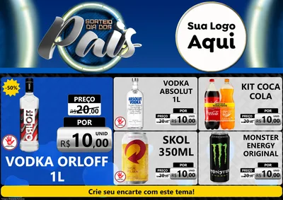 Modelo de Encarte para Encarte A4 Horizontal com o tema Sorteio Dia Dos Pais para Distribuidora de bebidas