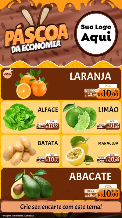 Modelo de TV para TV Vertical com o tema Páscoa da Economia para Hortifrúti