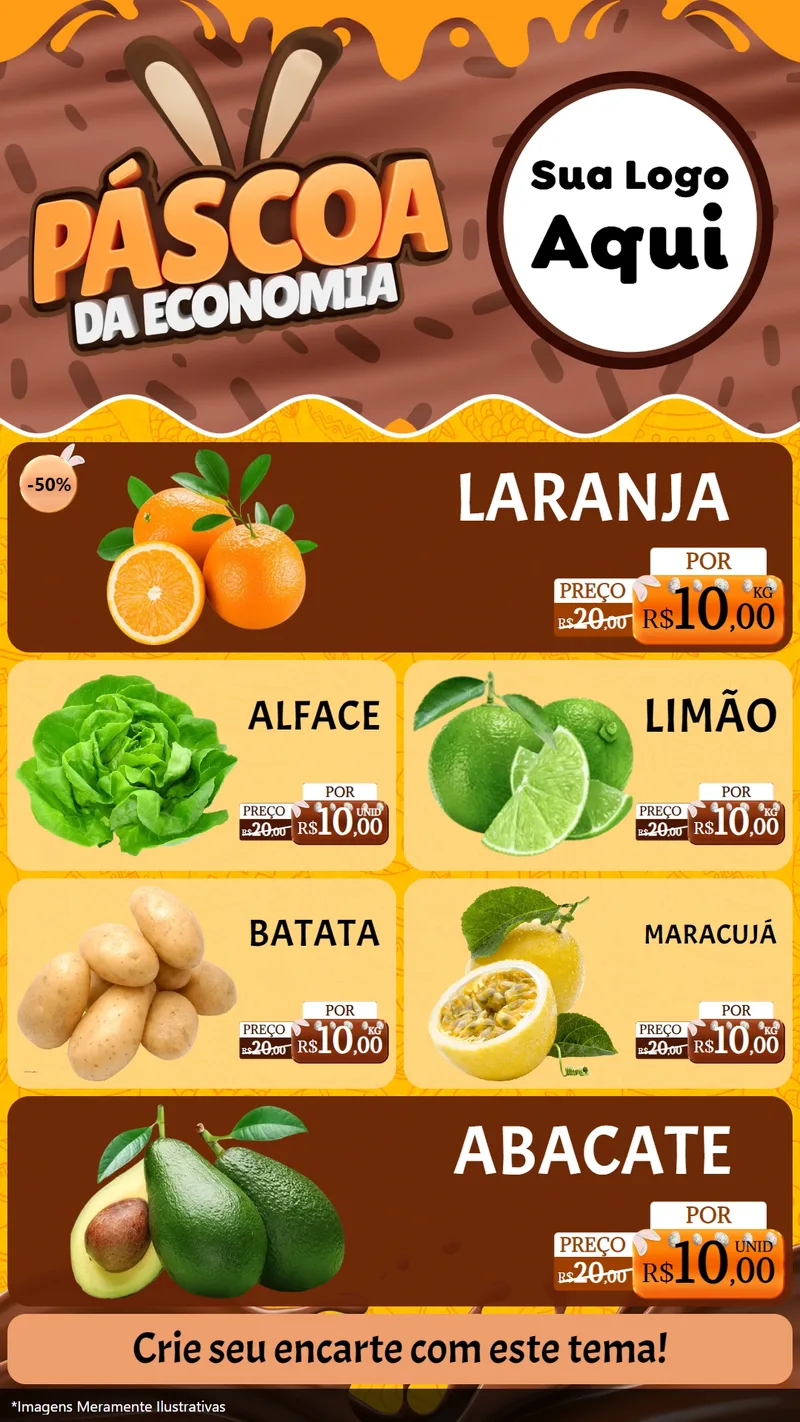 Modelo de TV para TV Vertical com o tema Páscoa da Economia para Hortifrúti