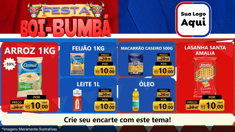 Modelo de TV para TV Horizontal com o tema Festa Boi Bumbá para Supermercado