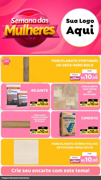 Modelo de TV para TV Vertical com o tema Semana das Mulheres para Pisos e revestimentos