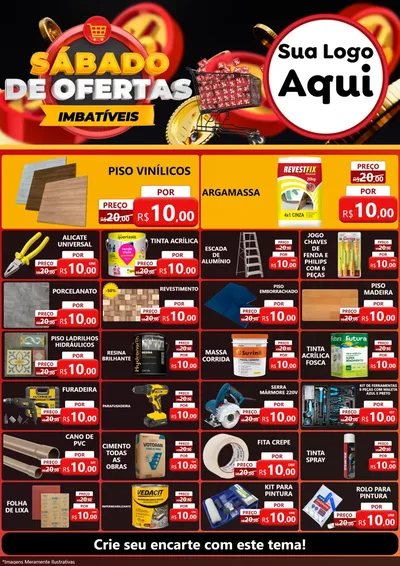 Modelo de Encarte para Encarte A4 Vertical com o tema Sábado de Ofertas Imbatíveis para Material para Construção