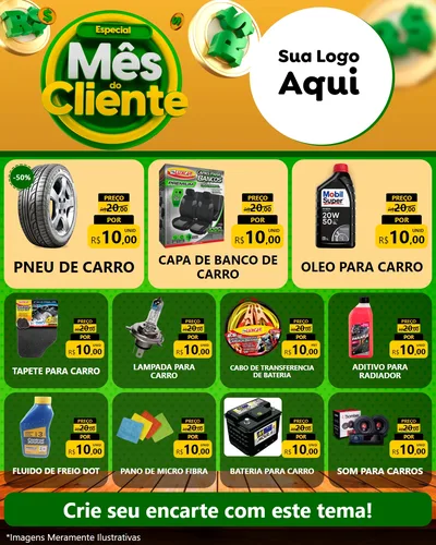 Modelo de Rede Social para Feed Instagram com o tema Especial Mês do Cliente para Auto peças