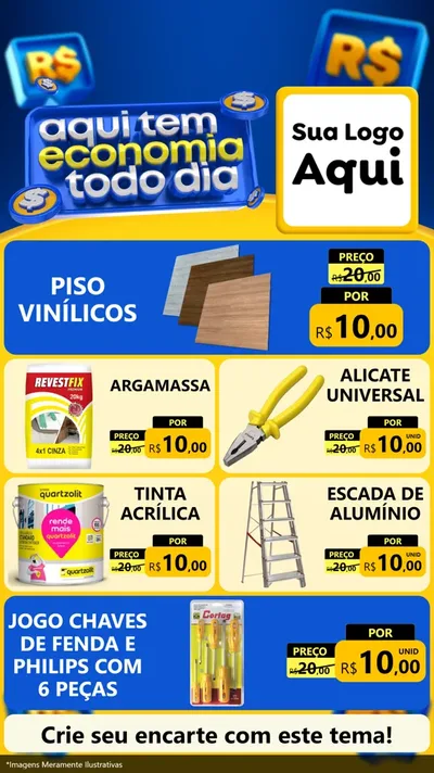 Modelo de TV para TV Vertical com o tema Aqui Tem Economia Todo Dia para Material para Construção