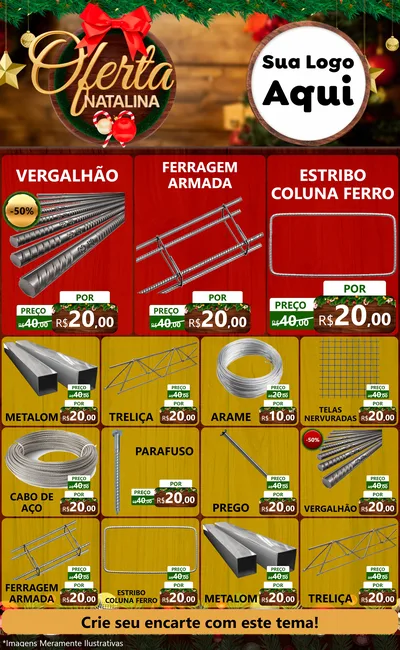 Modelo de Encarte para Encarte Grande com o tema Ofertas Natalina para Ferragens